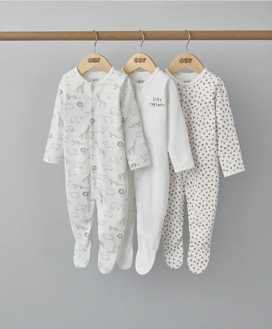 3 Pack Safari Sleepsuits