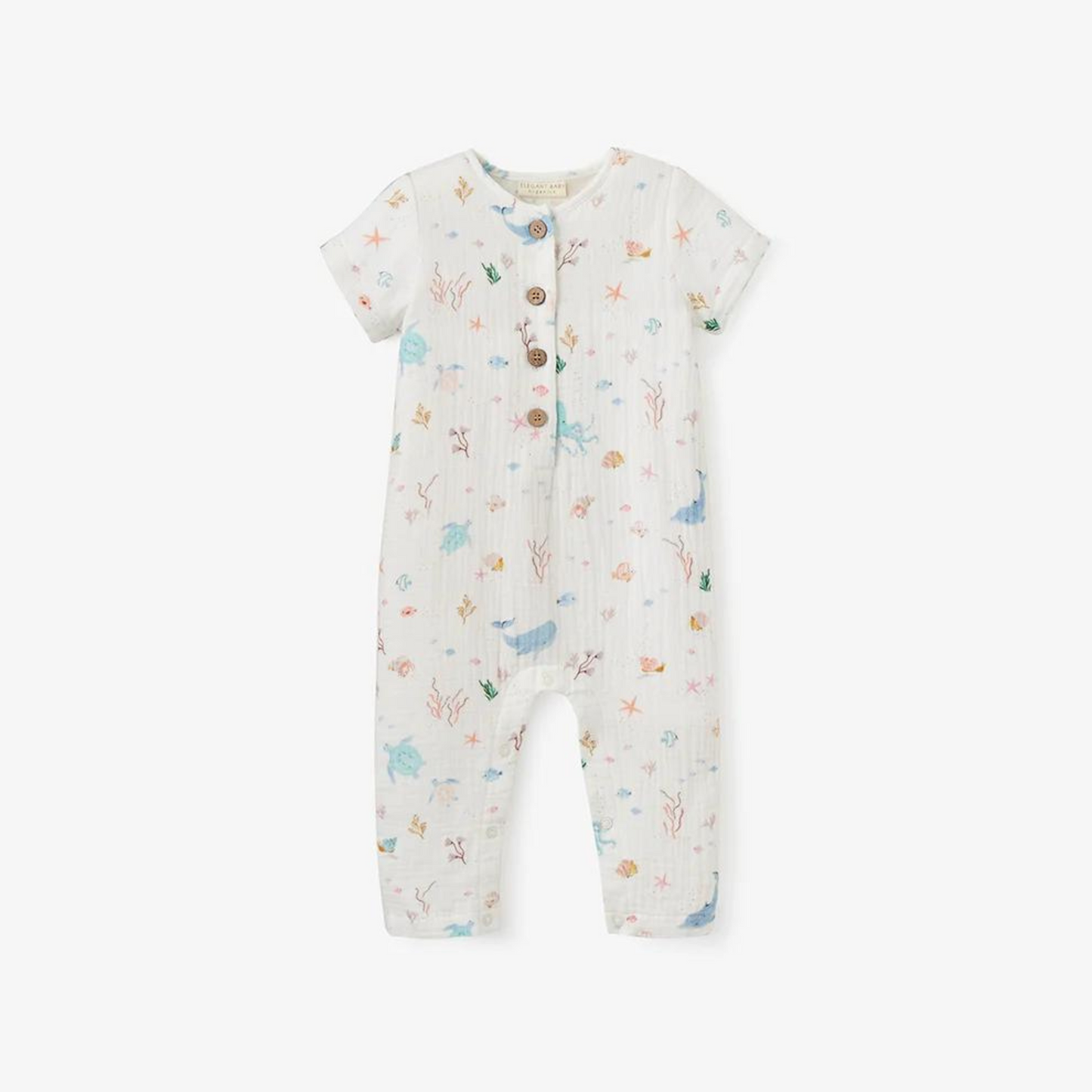 Ocean Adventure Organic Muslin Short  Sleeve Jumpsuit