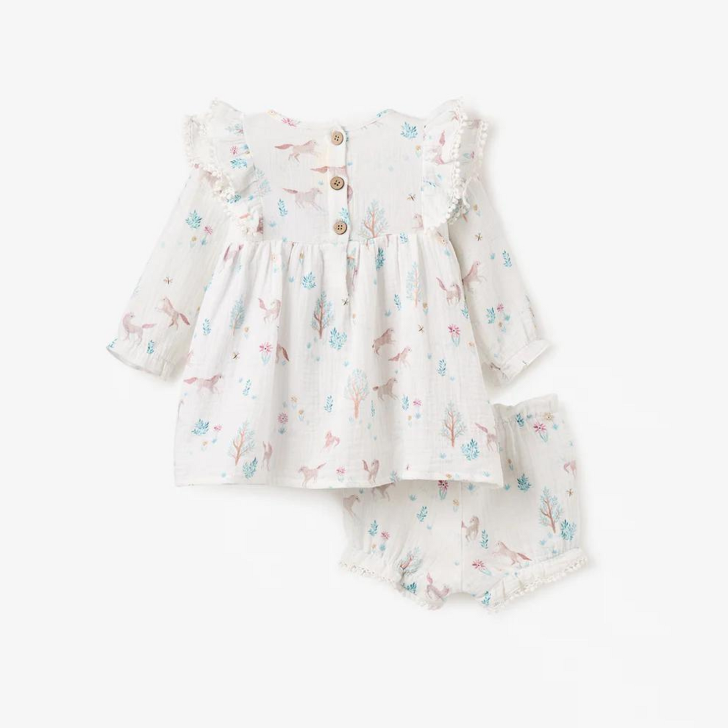 Pony Meadow Organic Muslin Dress Bloomer Set