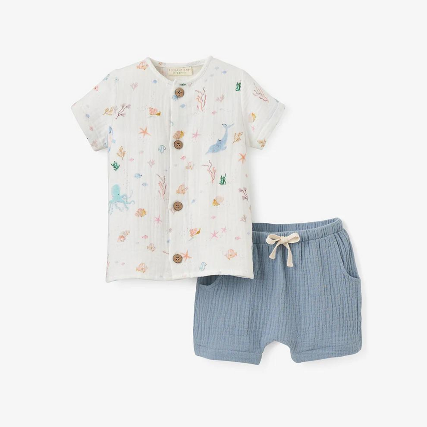 Ocean Adventure Organic Muslin Tee Short Set