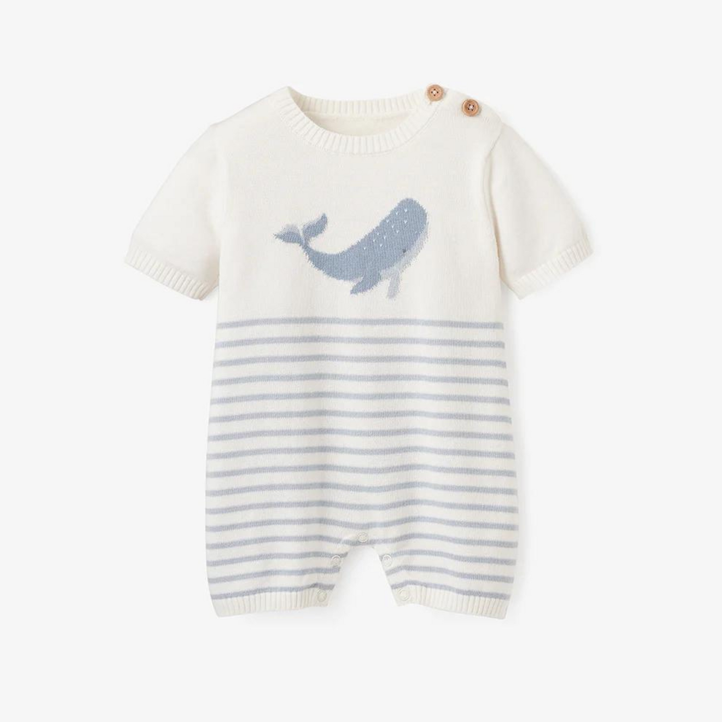 Whale Stripped Knit Shortall Romper